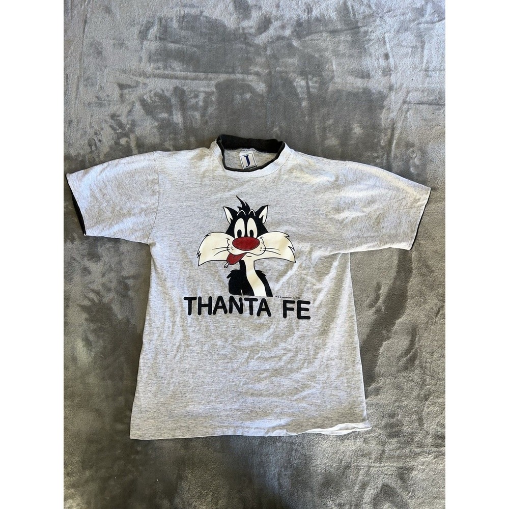 Vintage 80s 90s Jostens Sylvester Thanta Fe Ringer T-Shirt Size M USA Made RARE